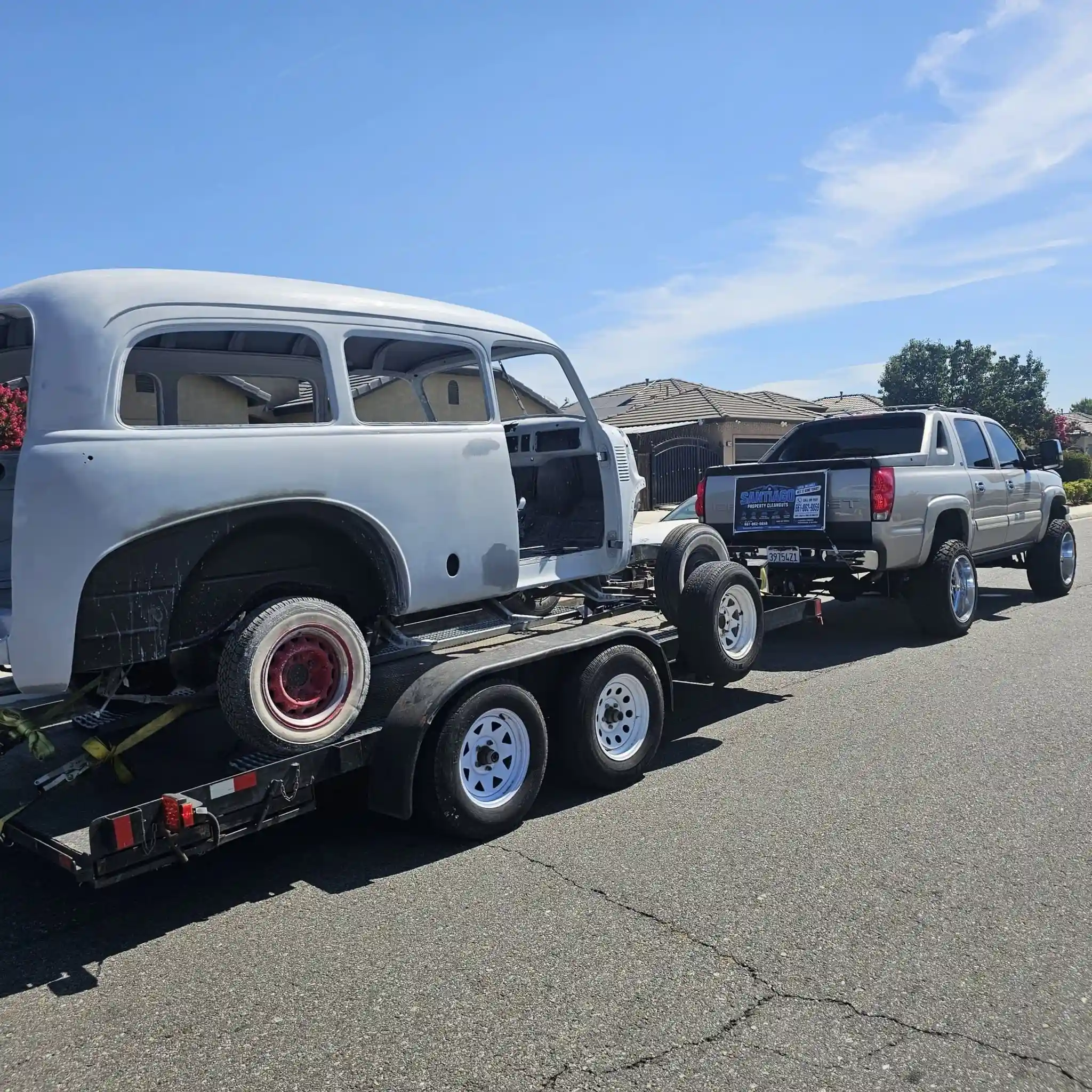 High capacity hauling trailer packed on job in Rosedale Bakersfield